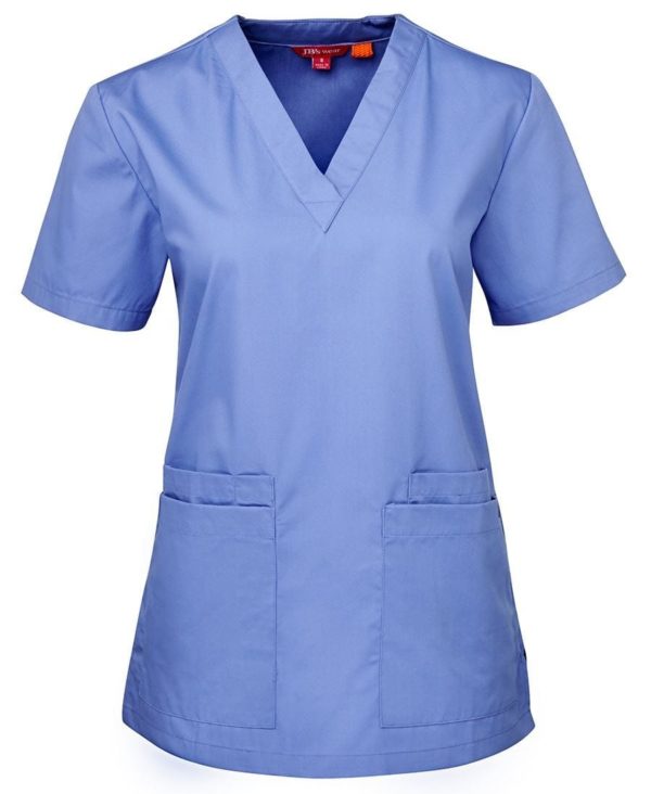 Ladies Scrub Top Light Blue