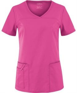 Premium Workwear V-neck Ladies Scrubs Top Shocking Pink