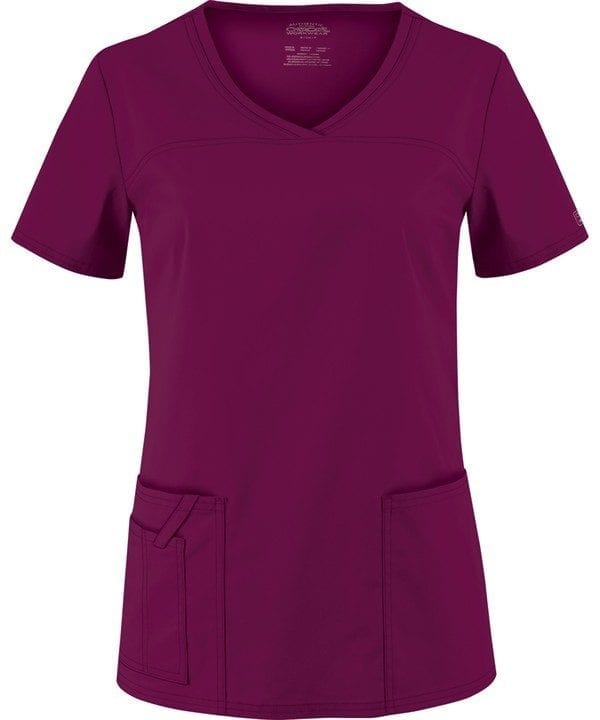 Premium Workwear V-neck Ladies Scrubs Top Wine