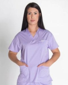 4 pocket Ladies scrub top Lilac