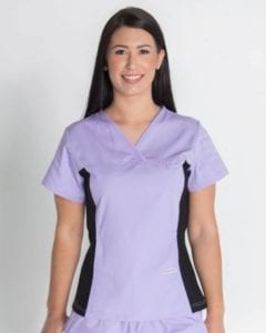 Ladies Contrast Spandex Scrub Top Lilac