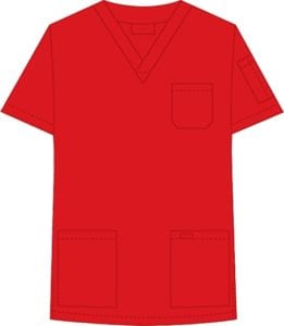 V-Neck Unisex Scrub Top Red