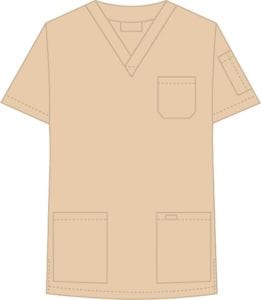 V-Neck Unisex Scrub Top Khaki