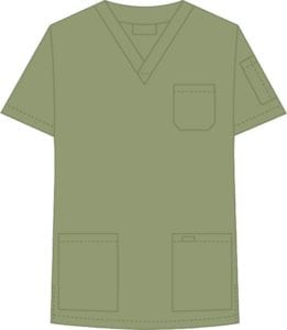 V-Neck Unisex Scrub Top Olive Green