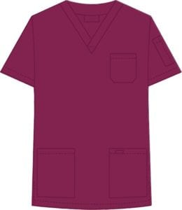 V-Neck Unisex Scrub Top Burgundy