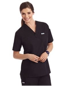 V-Neck Unisex Scrub Top Black