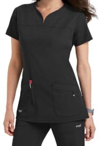 Ladies Yoke Neck Scrub Top Graphite