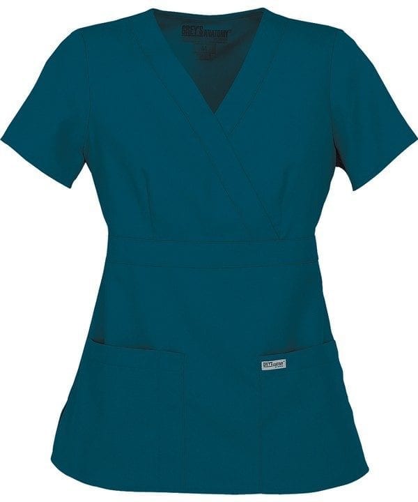 Ladies Mock Wrap Scrub Top Bahama