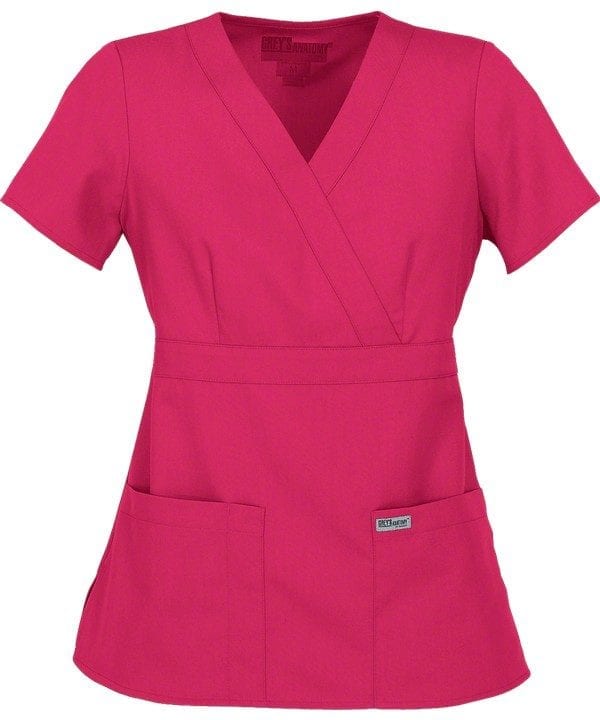 Ladies Mock Wrap Scrub Top Cosmo