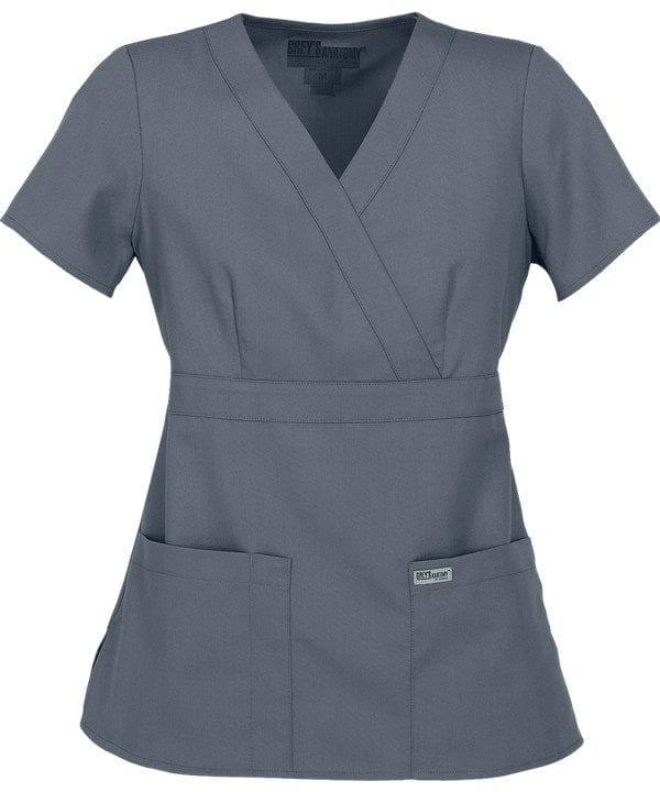 Ladies Mock Wrap Scrub Top Granite