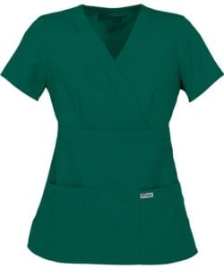 Ladies Mock Wrap Scrub Top Hunter