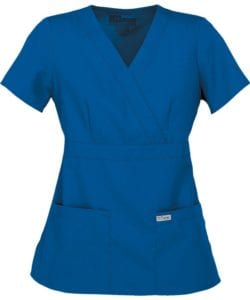 Ladies Mock Wrap Scrub Top New Royal