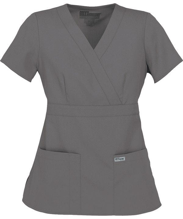 Ladies Mock Wrap Scrub Top Nickel