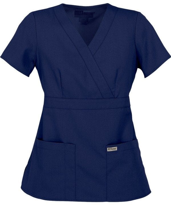 Ladies Mock Wrap Scrub Top Twilight