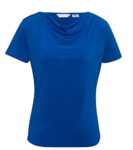 Ladies Ava drape knit top Electric Blue