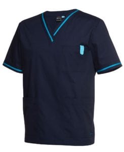 Unisex Contrast Scrub Top Navy/ Aqua