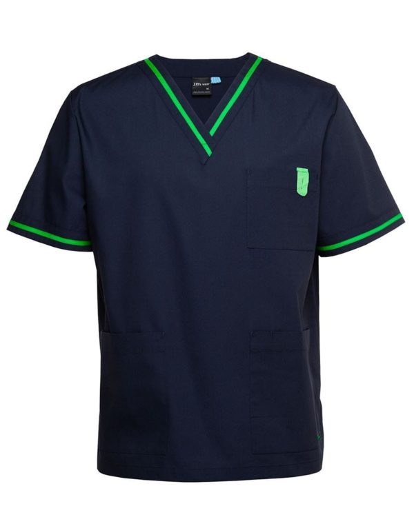 Unisex Contrast Scrub Top Navy/ Pea Green