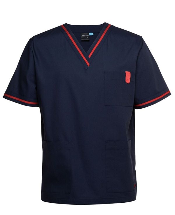 Unisex Contrast Scrub Top Navy/ Red